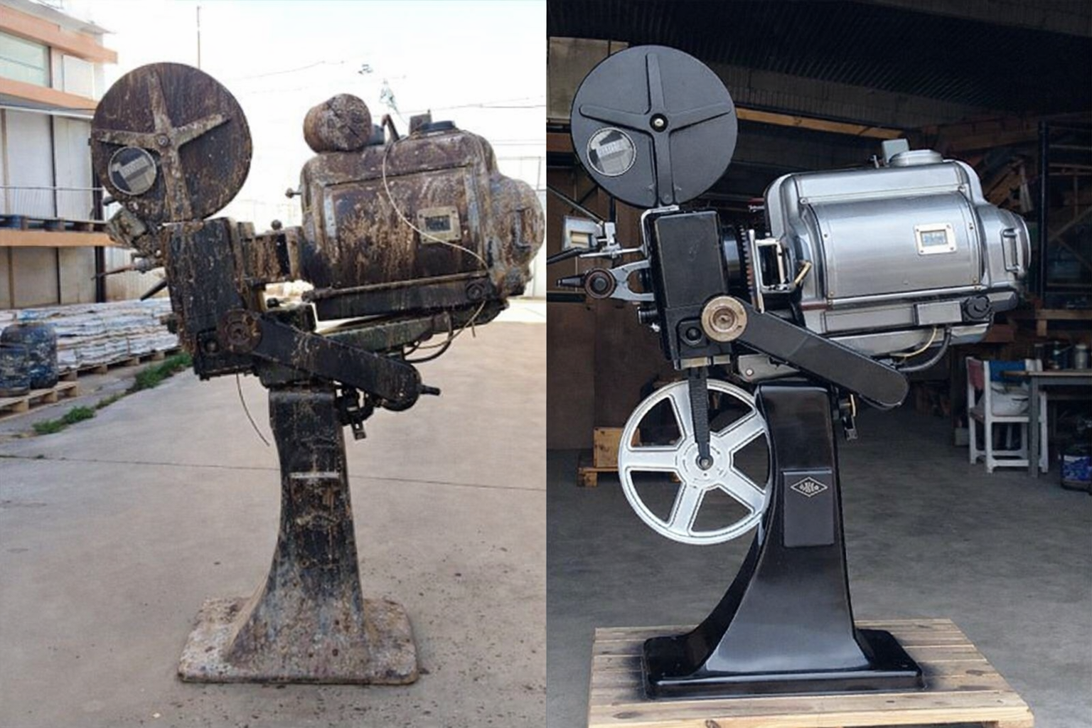 El antes y después de la restauración de un proyector